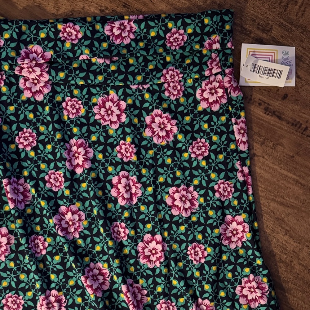 Floral Pink and Green Women's Maxi Skirt - Picture 5 of 6
